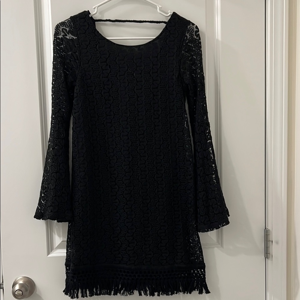 Love Fire Black Bell Sleeve Sheath Dress